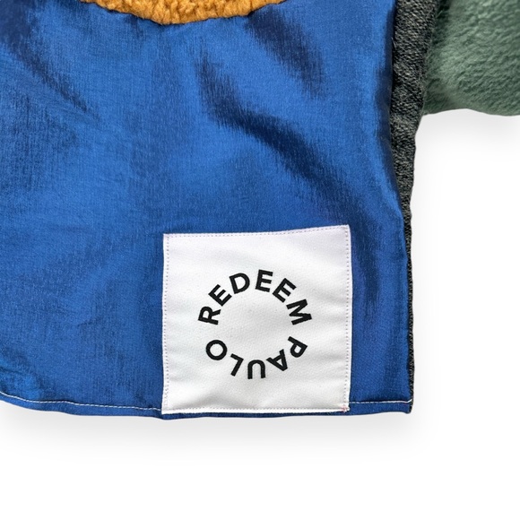 NWOT Paulo Redeem Upcycled Reclaimed Fabric 1 of 1 Blanket Cape Scarf - Picture 12 of 13